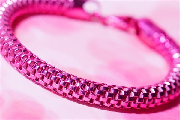 メタルピンクカラー 編み込み装飾スネーク(蛇)チェーン レディース シルバージュエリー ブレスレット | シルバーアクセサリー ハワイアン